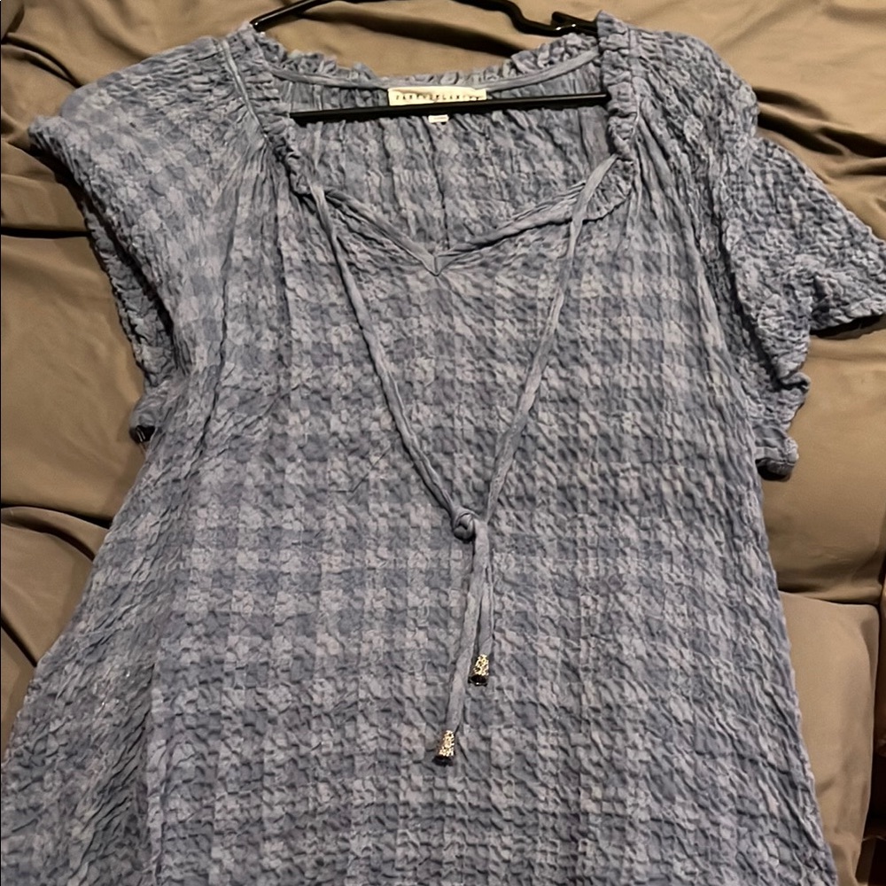 Jane and Delancey Textured Blue Blouse